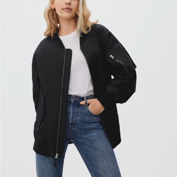 Everlane the bomber jacket in black Size M NWOT - Picture 1 of 10